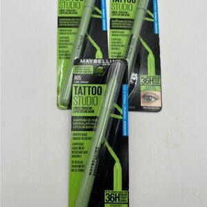 Maybelline Tattoo Studio Eye Liner New Lime Green Lot Of 3 Gel Pencil Makeup